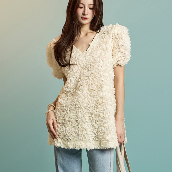 B3077 フラワー ブラウス