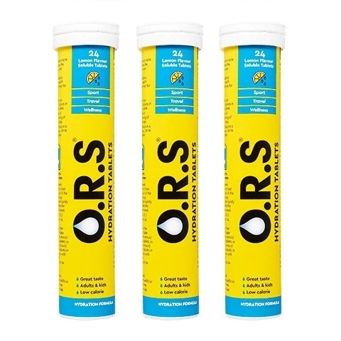 ハイドレーションタブレット24錠 3本 O.R.S レモン味 海外直送日時指定不可 国際郵便発送