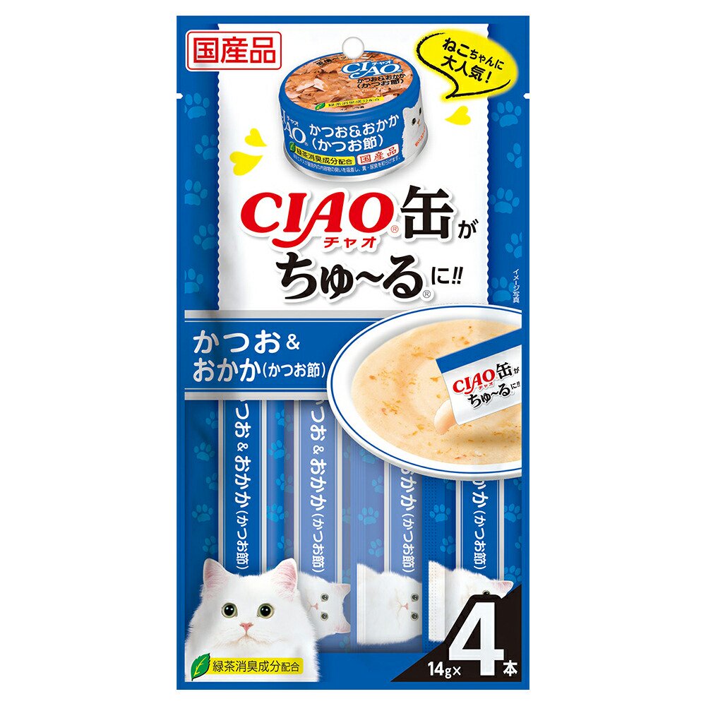 いなば　ＣＩＡＯ缶ちゅーる　かつお＆おかか（かつお節）　１４ｇX４本X４８個　ちゅーる　チュール　猫　ＣＲＣ35―04―20―20―10