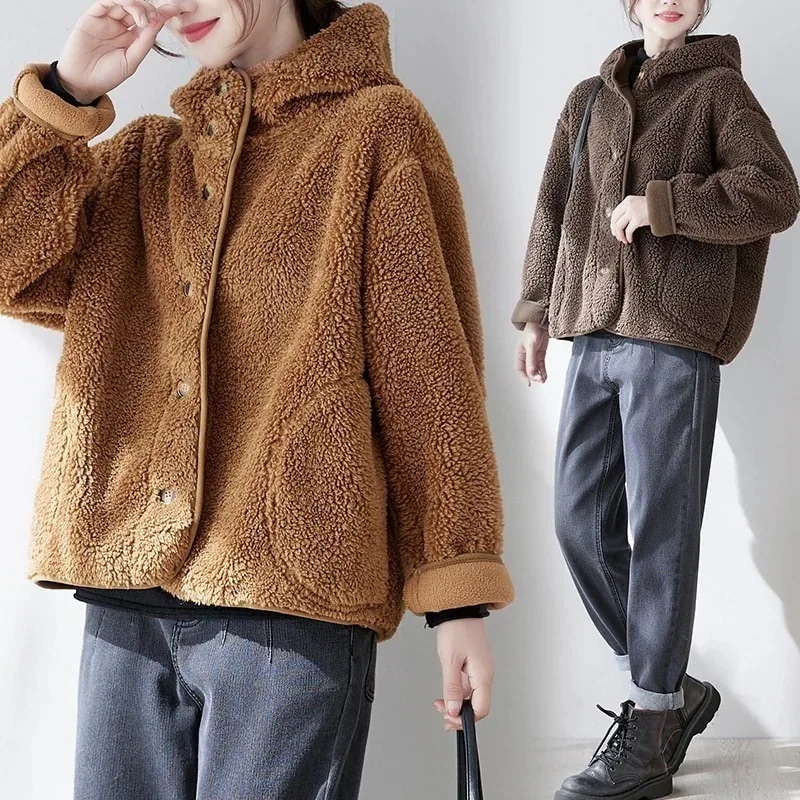 冬アウター 2024秋冬新作防風保温ロング丈ゆったり連帽ショートジャケット ふわふわ ウォーム トップス ダウンジャケット