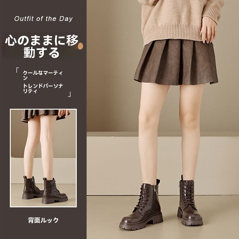 秋と冬の厚底パッド入りマーティンブーツ女性滑り止め摩耗の高さの増加ショートブーツ女性ブーツで厚いと百の韓国語バージョン