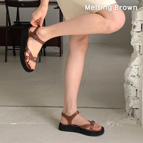 女性カジュアルバックルプラットフォームサンダル3色