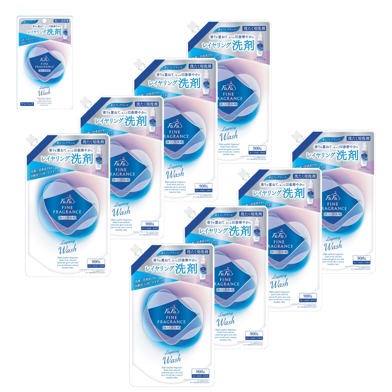 ファーファ 洗濯用 液体 洗剤 ファイン フレグランス レイヤリング ウォッシュ クラッシー ソープ の香り 詰替 (900g) 8個 セット 液体洗剤 ファインフレグランス レイヤリングウォッシュ