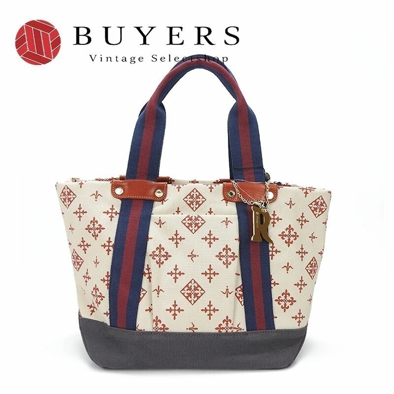 中古 ラシット ハンドバッグ RUSSET レディース BAG レザー チャーム付き モノグラムプリント ネイビー レッド グレー 日本製 hand bag【中古】