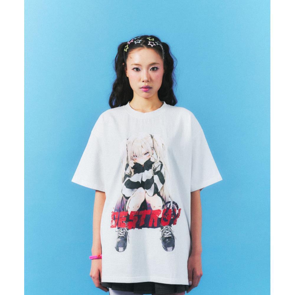 SCHISM INDUCING DESTROY GIRL T SHIRT WHITE SB8TS36WH