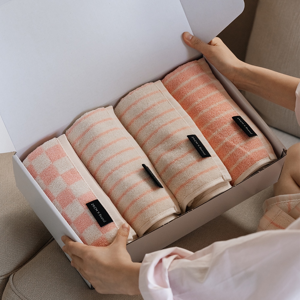 抗菌タオル フェイスタオル 4Pパッケージ_BERRY