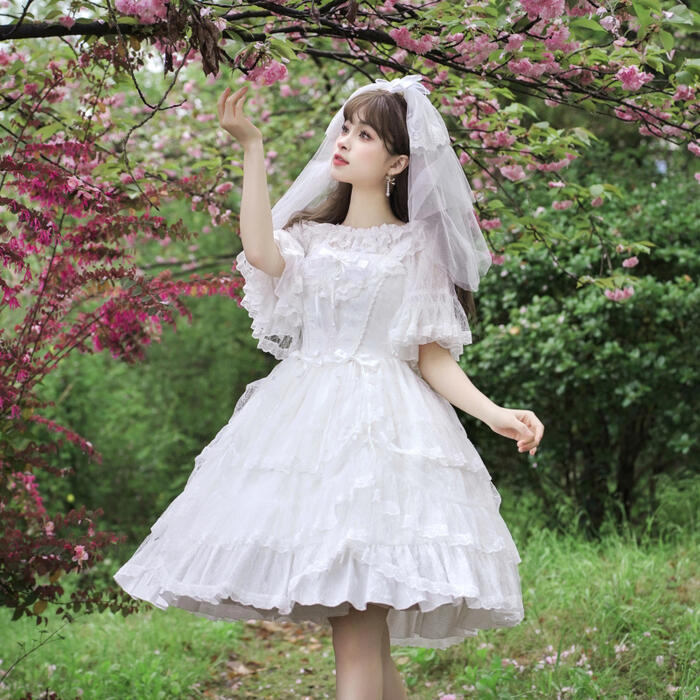 新作 春夏 ロリータ Lolita ジャンパースカート ワンピース ドレス ロリィタ ゴスロリ レース リボン フリル 姫系 クラロリ 姫ロリ ノースリーブ 可愛い 甘ロリ コスチューム コスプレ プ