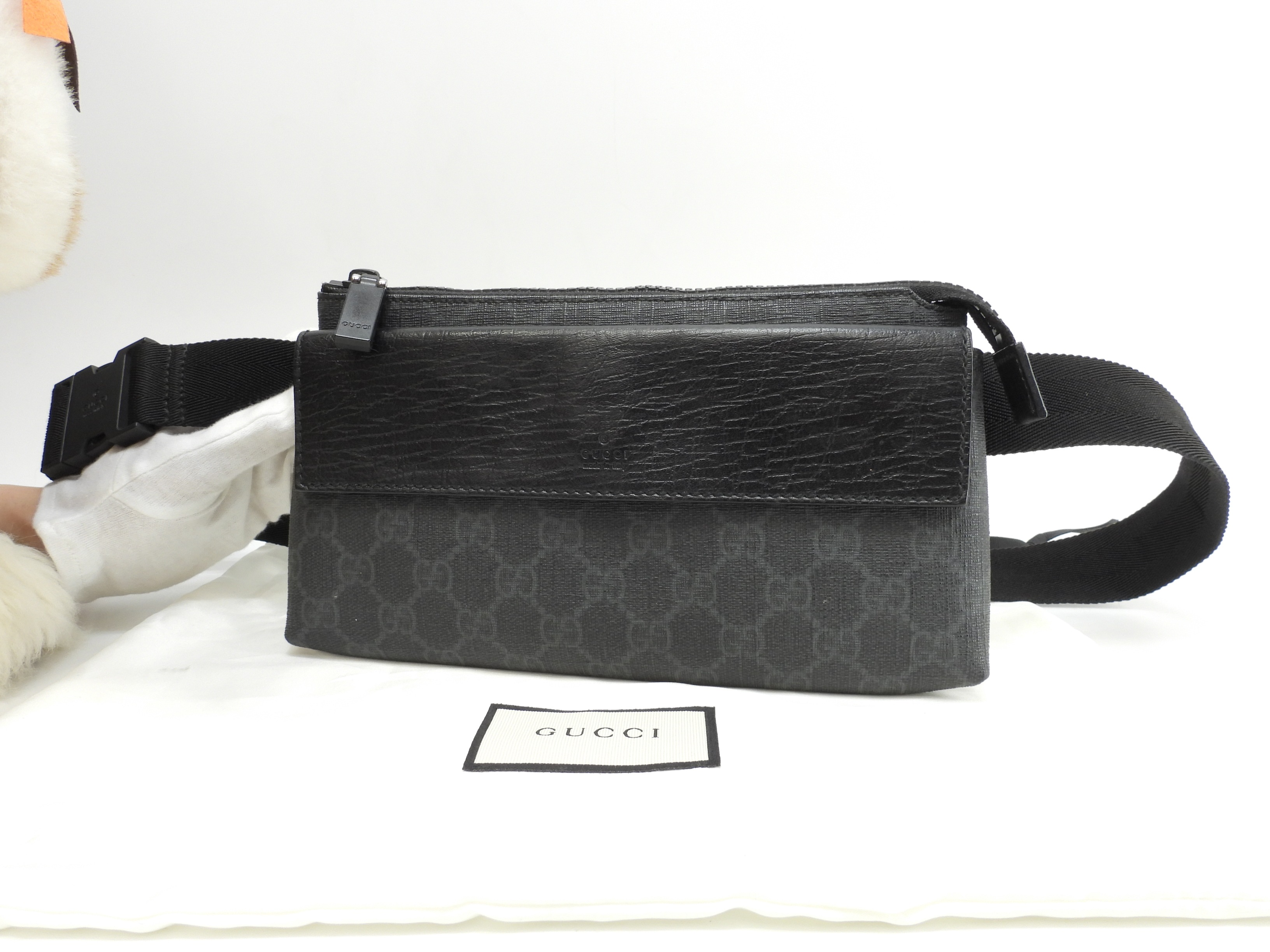 ボディバッグ オールド GGスプリーム黒 ベルトバッグ バムバッグ 美品@ 4