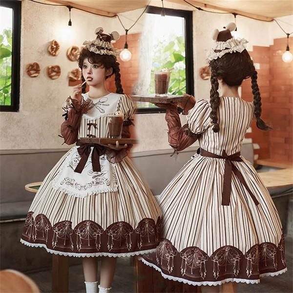 【人気製品 急速出荷】 ワンピース ロリータ ハロウィン リボン ロングドレス Lolita ゴスロリ ハイウエスト Aライン ロリィタファッション ロリータワンピース