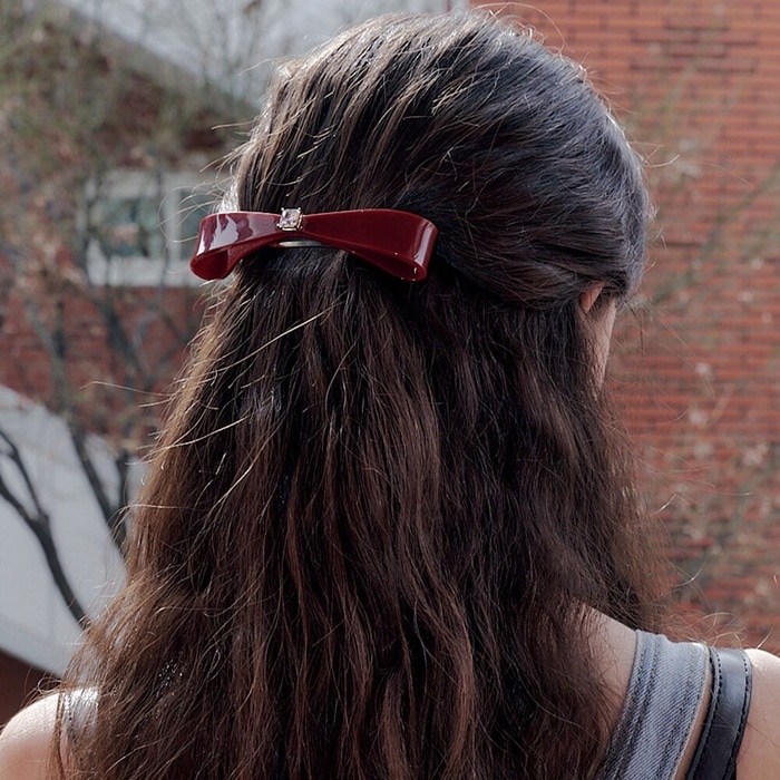 ホヨンジ着用ホヨンジ着用Ribbon Cubic HairpinRed/韓国の人気ブランド 韓国正規品 韓国の人気商品 韓国ファッション 韓国ジュエリー デイリーアクセサリー SNSで人気 韓国ファッ
