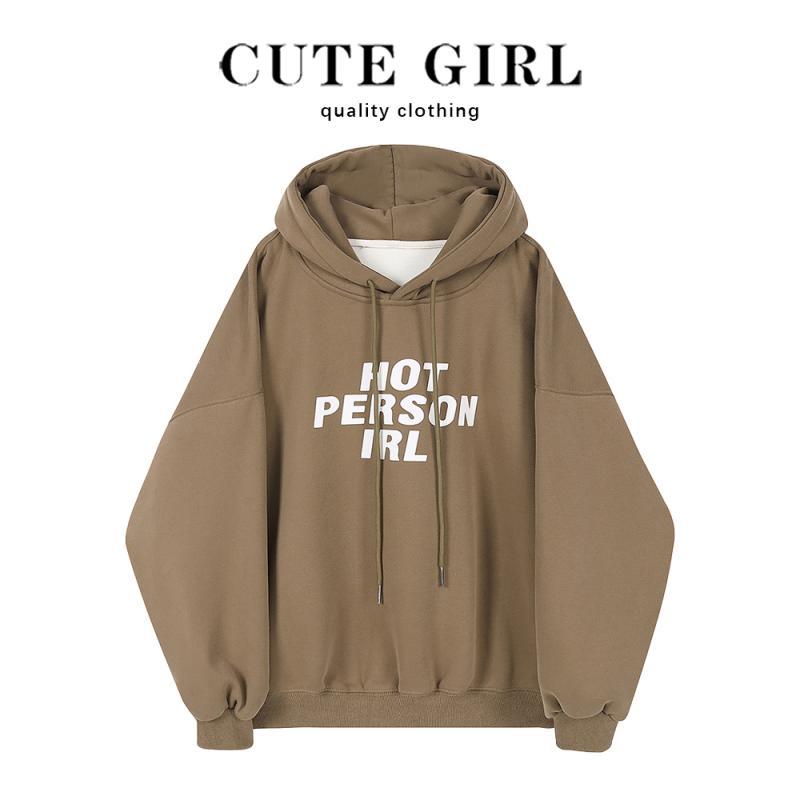 コート パーカー レディース カジュアル 快適 アメリカン レトロ フード付き 裏起毛 スウェットシャツ 女性 秋冬 プルオーバー オーバー サイズ 厚手