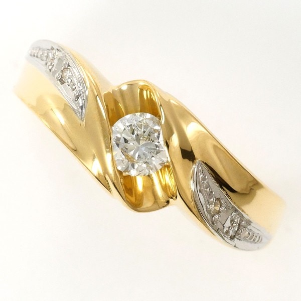 PT900 プラチナ K18YG リング 指輪 9.5号 ダイヤ 0.20 ジュエリー 中古