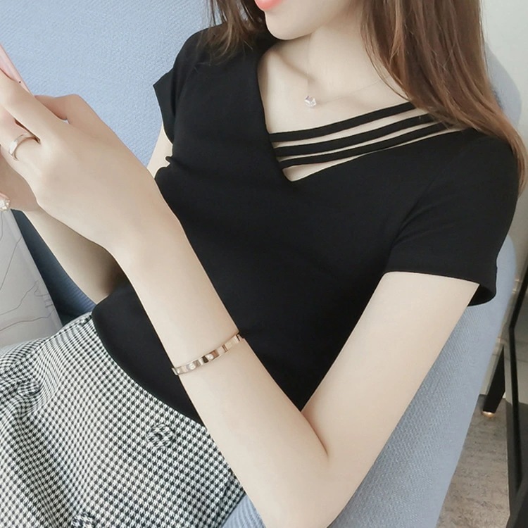 女性用 半袖 tシャツ 2023 夏 レディース インレディース vネック トップス レディースワンピース ドロップシッピング