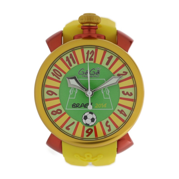 超美品 Gaga Milano ガガミラノ 腕時計 5070.5 2014年 ブラジルワールドカップ スペインモデル MANUALE 48MM マヌアーレ48mm マニュアーレ48 アルミ ラバー ゴ 47,600円