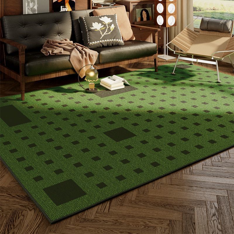 2025バロック緑色の格子縞のライトライト豪華なカーペットレトロフレンチアメリカンハイエンドリビングルームソファベッドサイドカーペット