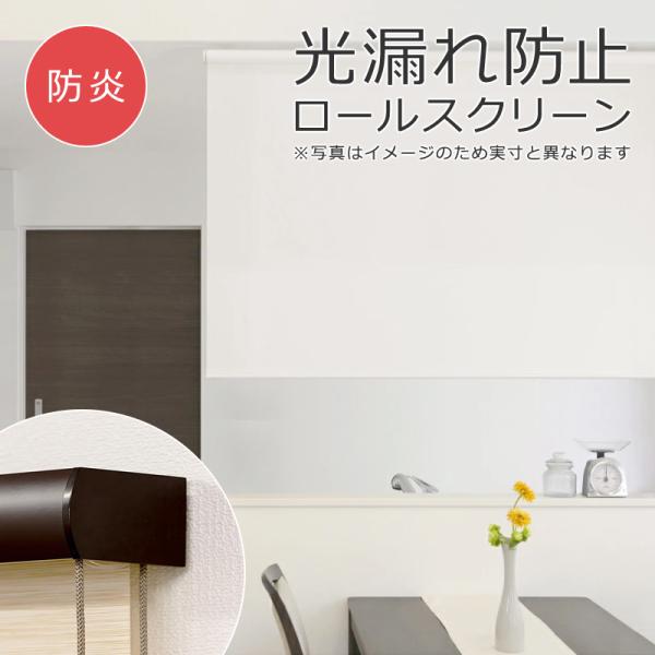 ロールスクリーン 防炎 60×135cm ボックスカバー付き 光漏れ防止 間仕切り 天井 正面付け おしゃれ ン オフィス 事務所 会社 店舗 レストラン カフェ 飲食店舗