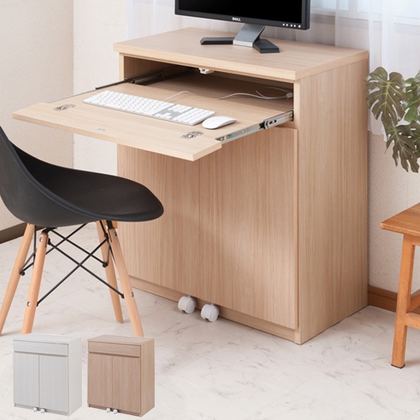 キャビネット パソコンデスク 収納棚 木目調 約幅70cm 完成品 国産 デスク ＰＣデスク デスク キャビネット型デスク デスクトップ シンプル お洒落 おしゃれ 収納 幅70 70センチ