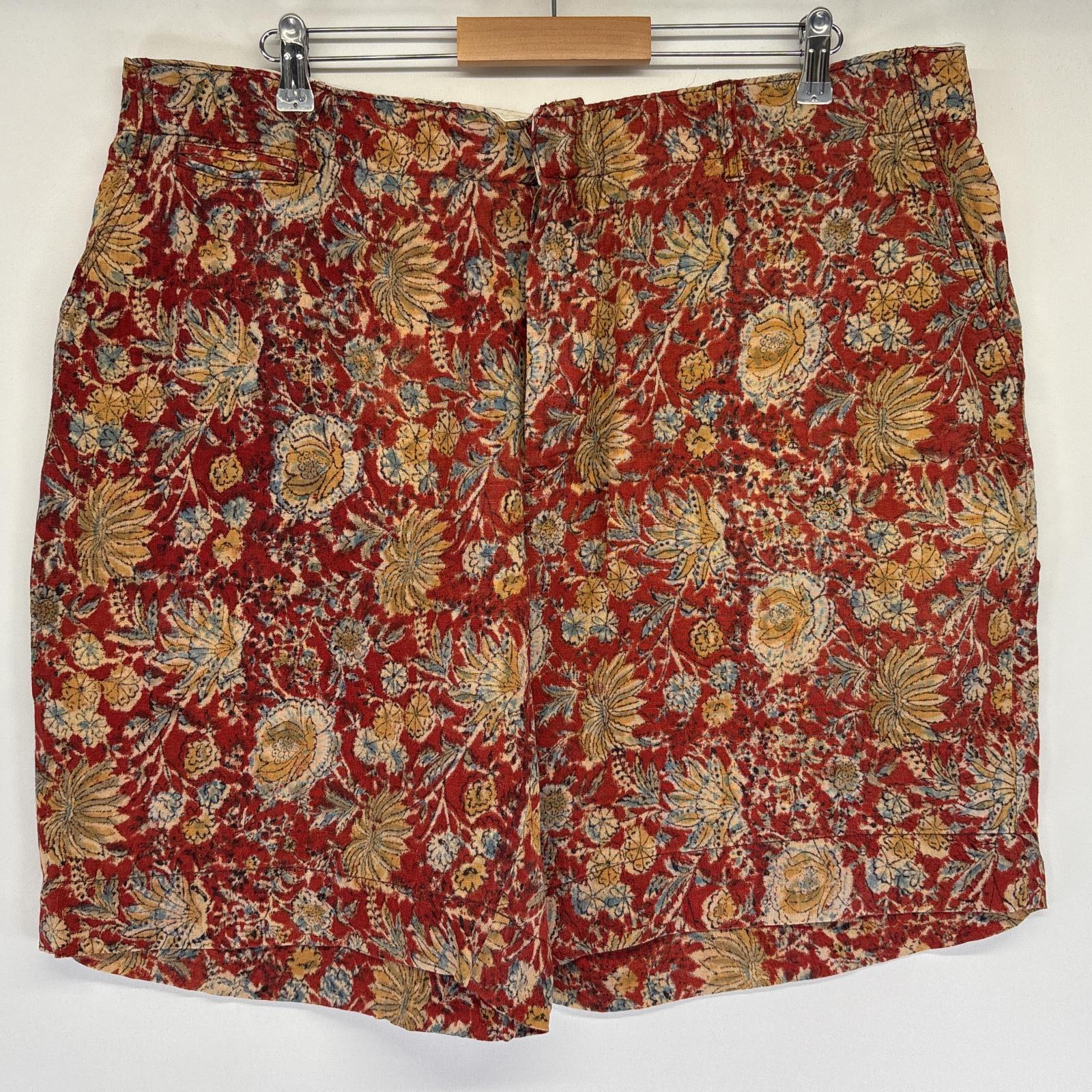 古着 90s/90年代 ポロバイラルフローレン Polo by Ralph Lauren ショートパンツ リネンパンツ ハーフ ボタニカル 花柄 w42 レッド メンズ