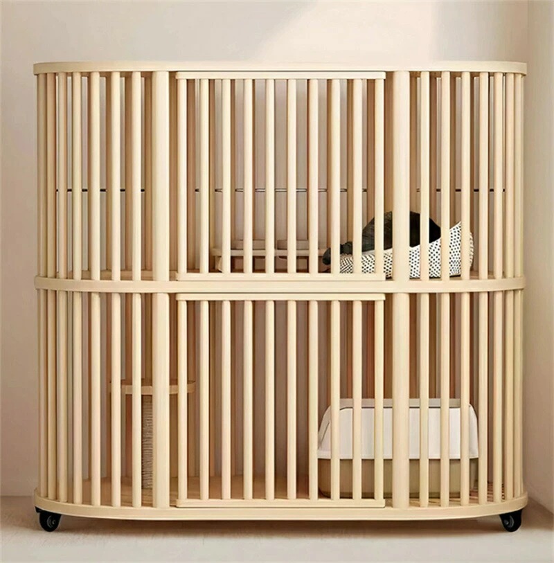 猫 ケージ キャットケージ 木製 キャスター付き 広々 大型 四方に換気 自然 生態 杉天然木 猫 家具
