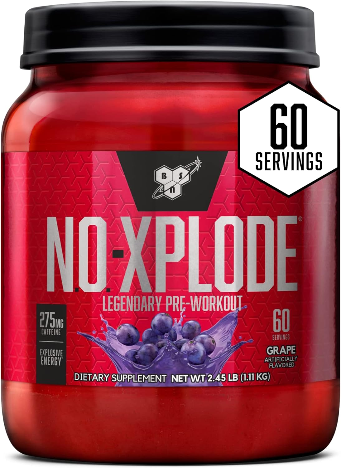 BSN N.O.-XPLODE Pre Workout Supplement with Creatine, Beta-Alanine, and Energy 60 serving
