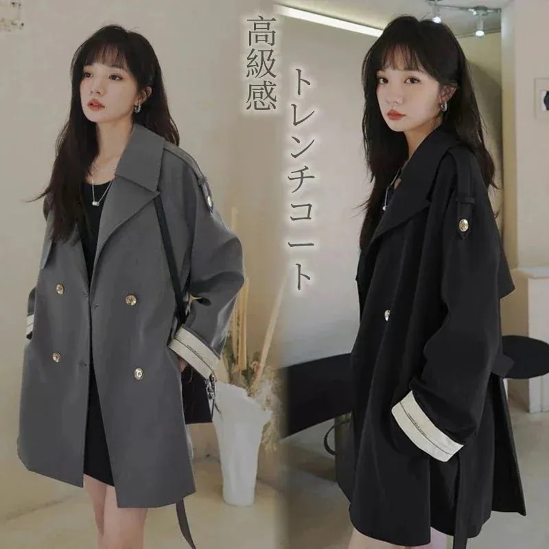作春アウター高級感トレンチコートレディース韓国ファッション百掛け長袖コートゆったり気質百掛けジャケット英伦風203040通勤