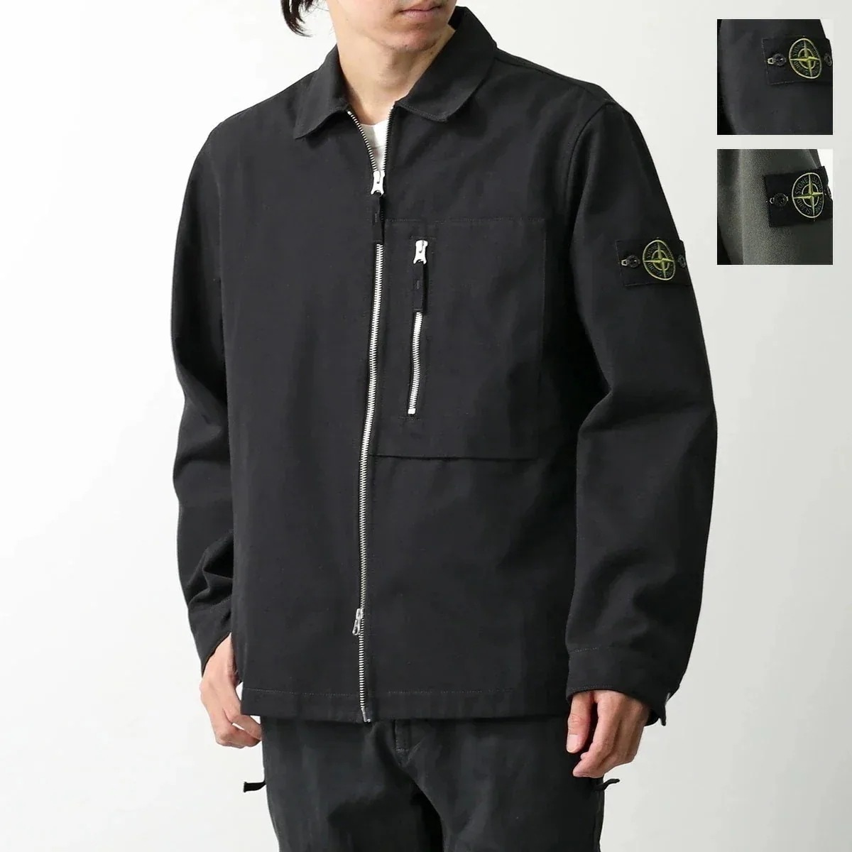 STONE ISLAND ストーンアイランド シャツジャケット 811511103 メンズ ジップアップ コットンナイロンドリル ロゴ刺繍パッチ カラー2色