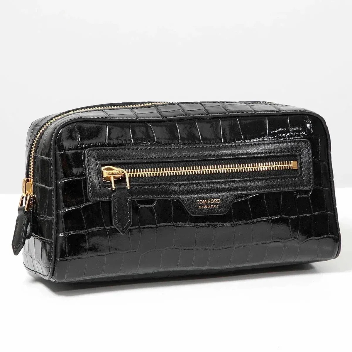 TOM FORD トムフォード クラッチバッグ Y0356 LCL403G メンズ エナメル レザー クロコダイル型押し ポーチ セカンドバッグ 鞄 1N001