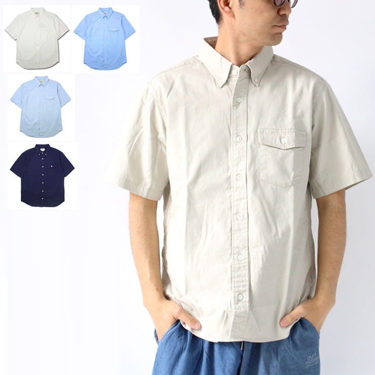日本製 半袖 シャツ メンズ ヘビーオックス ボタン ダウン シャツ 19-400 メンズ レディース 大きいサイズ