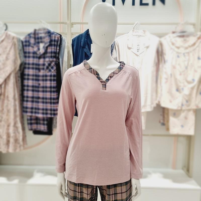 メランスパン先染め起毛チェック女性イージーウェアトップス EZ1950_s