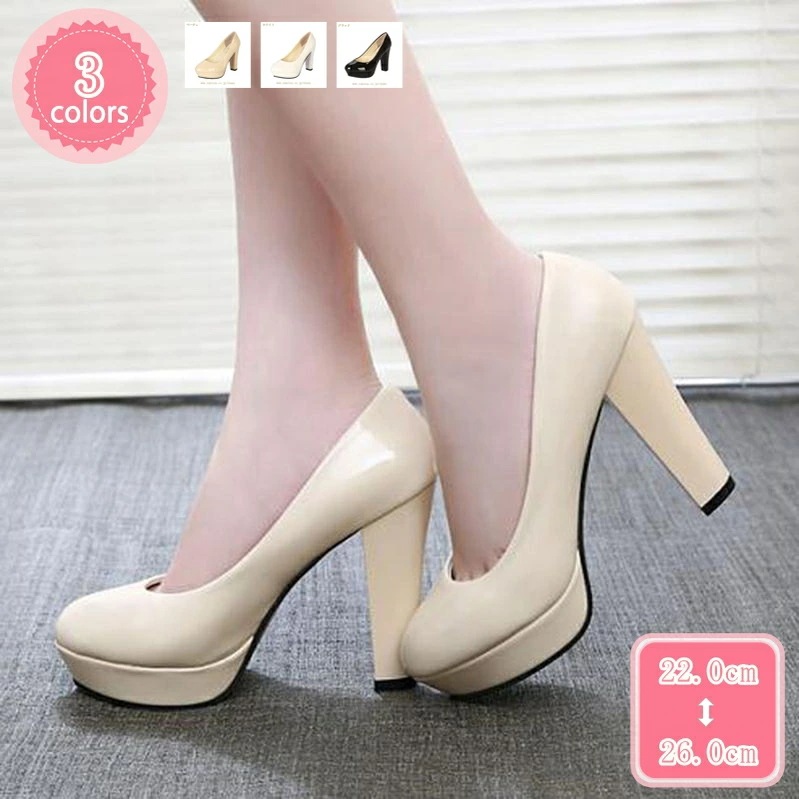 500円OFFクーポン ハイヒール 厚底 パンプス 太ヒール 歩きやすい 大きいサイズ ローファー ストーム 厚底パンプス ヒール9cm 黒 エナメル 結婚式 レディース チャンキーヒール 疲れない