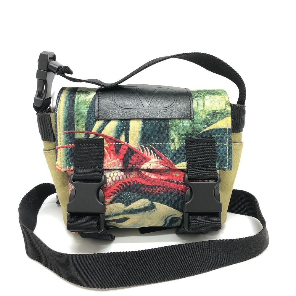 Valentino Garavani ヴァレンティノ・ガラヴァーニ ショルダーバッグ ドラゴンモチーフ 斜め掛けバッグ カバン バッグ バック キャンバス グリーン