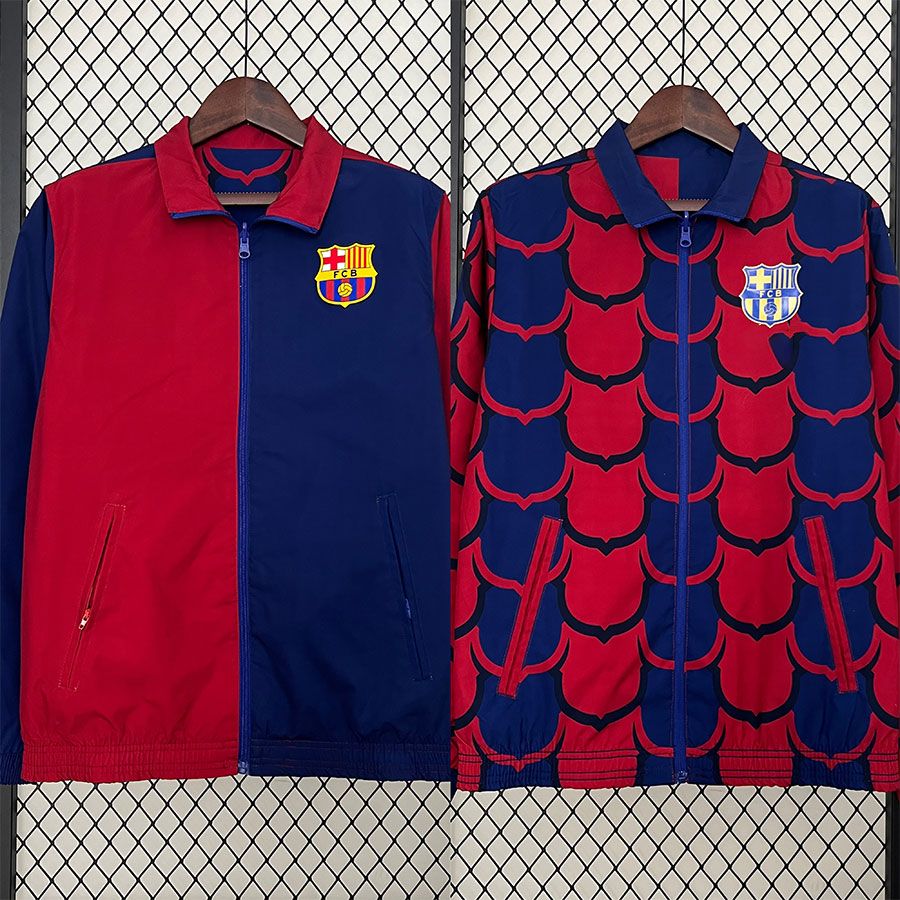 2425 バルセロナ トレーニングユニフォーム 見た目ユニフォーム メンズ 長袖ジャケット 両面ウインドブレーカー サッカーユニフォーム 秋冬スタイル