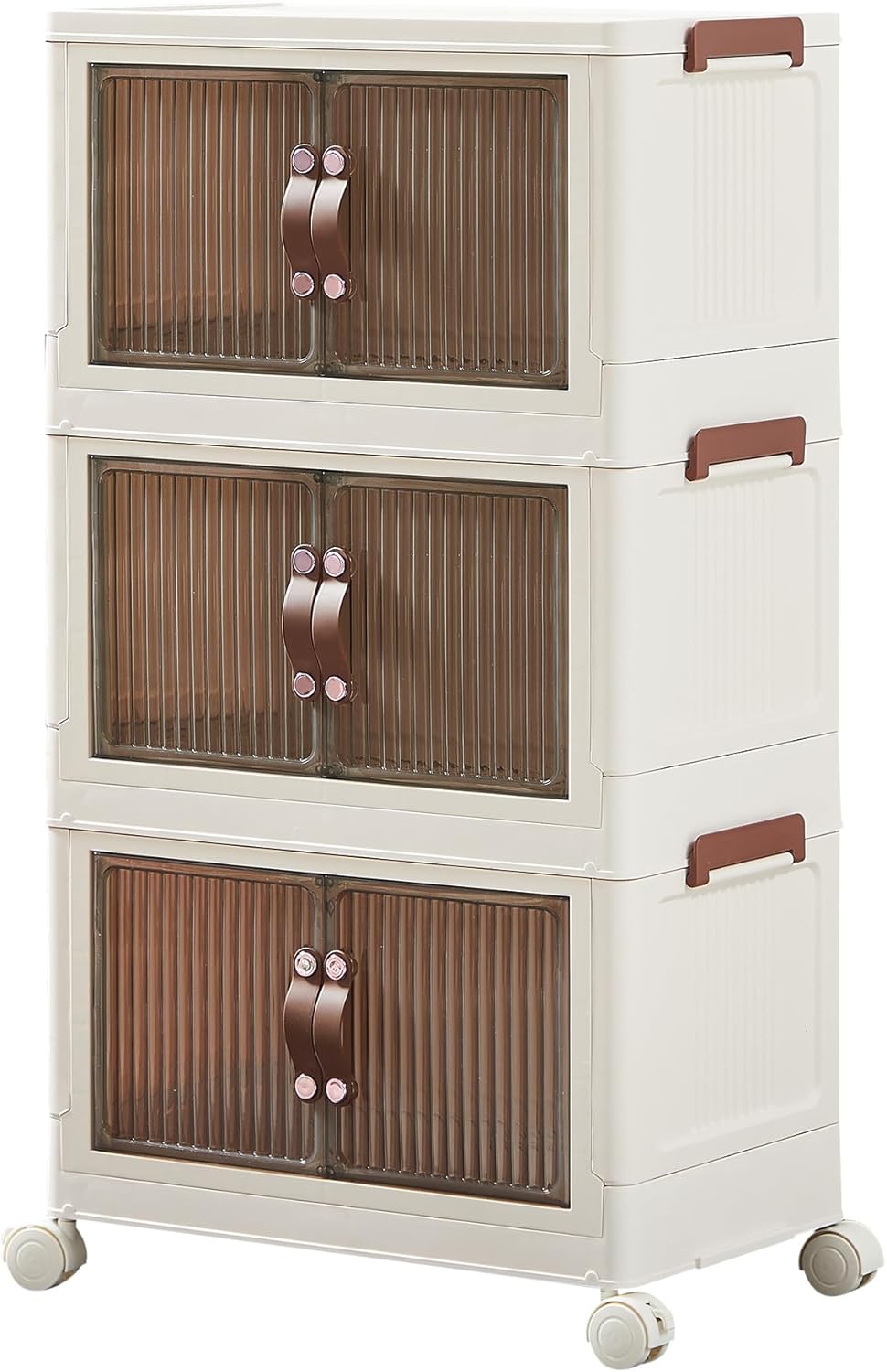 収納ボックス 収納ケース 幅56x奥行き34x高さ97CM キャスター付き 半透明扉付き折りたたみボックス 磁石開閉式 大容量 防塵 防湿 無臭 厚み 書類/衣類/布団/おもちゃ/小物/