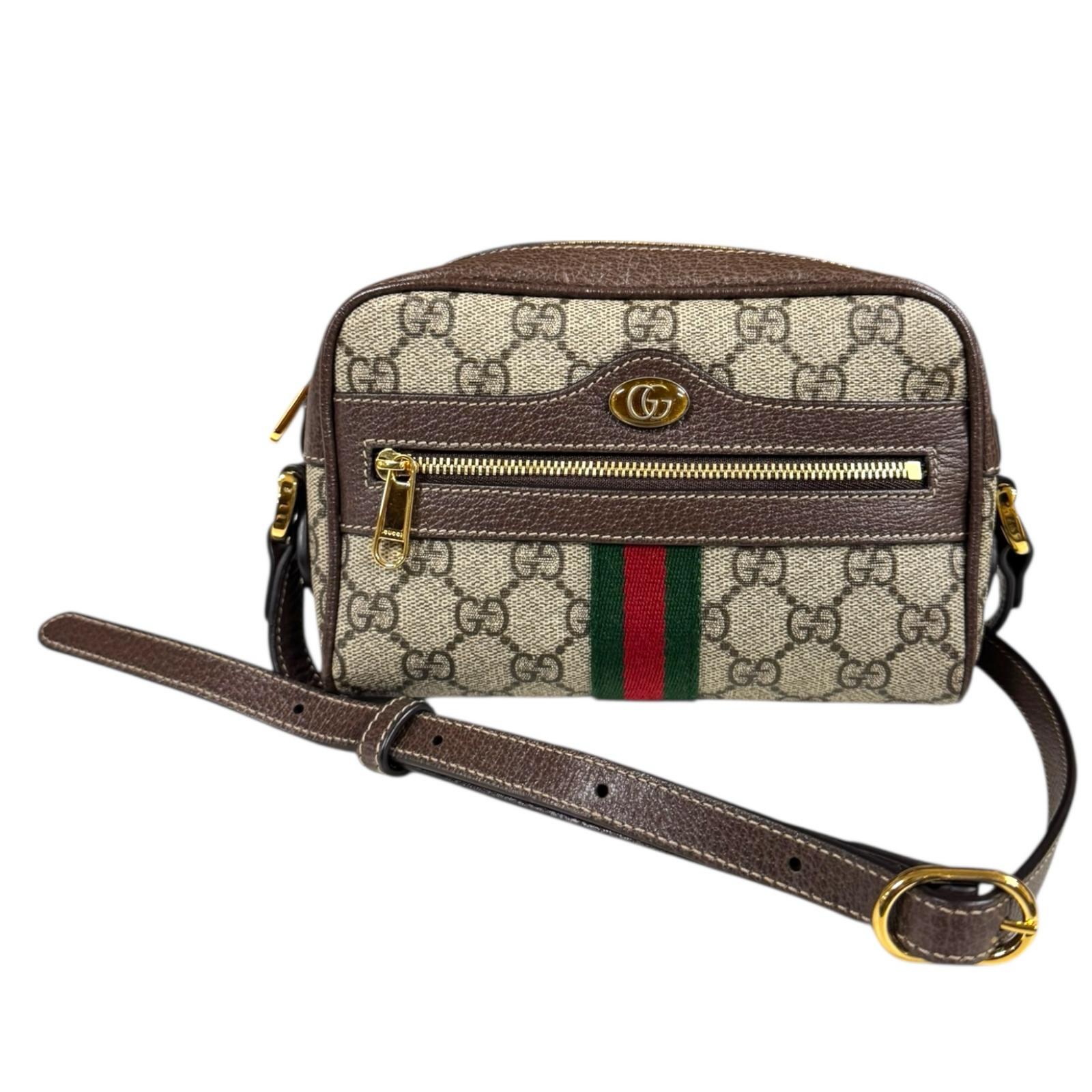 グッチ ミニバッグ オフィディア ショルダーバッグ GGスプリームキャンバス 517350 ブラウン GUCCI 中古