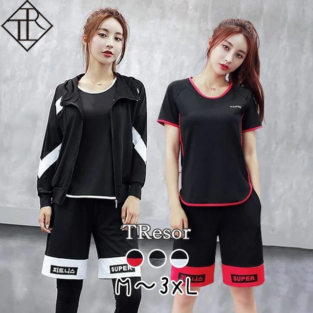 【即納】トレーニングウェア ヨガウェア レディース 5点セット 4点セット ジム セットアップ ジャージ 上下セット フィットネス ランニングウェア 大きいサイズ スポーツウェア パーカー ロングパン