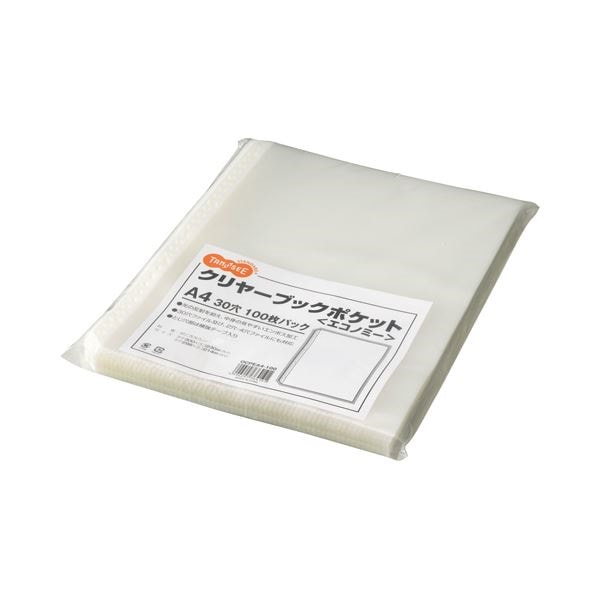 （まとめ）TANOSEE クリヤーブックポケットエコノミー A4タテ 2430穴 1セット（1000枚:100枚10パック）3セット 23,400円