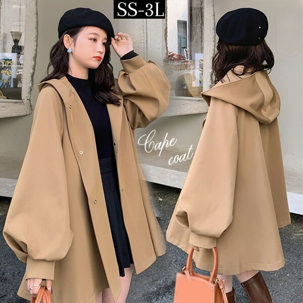 ケープコート パフスリーブ マント ショート丈 レディース 大きめ ゆったり 防寒 体型カバー 秋冬 おしゃれ 無地 ポンチョ アウター チェスター 大人 上品 通勤 秋冬物 暖かい 可愛い bg00