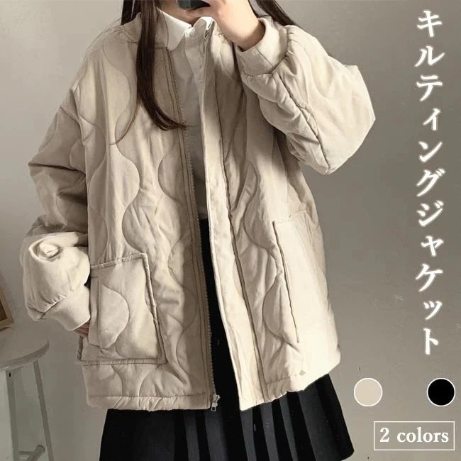 中綿ジャケット レディース キルティングジャケット スタジャン ノーカラージャケット 中綿 ジャケッEC334 6,147円