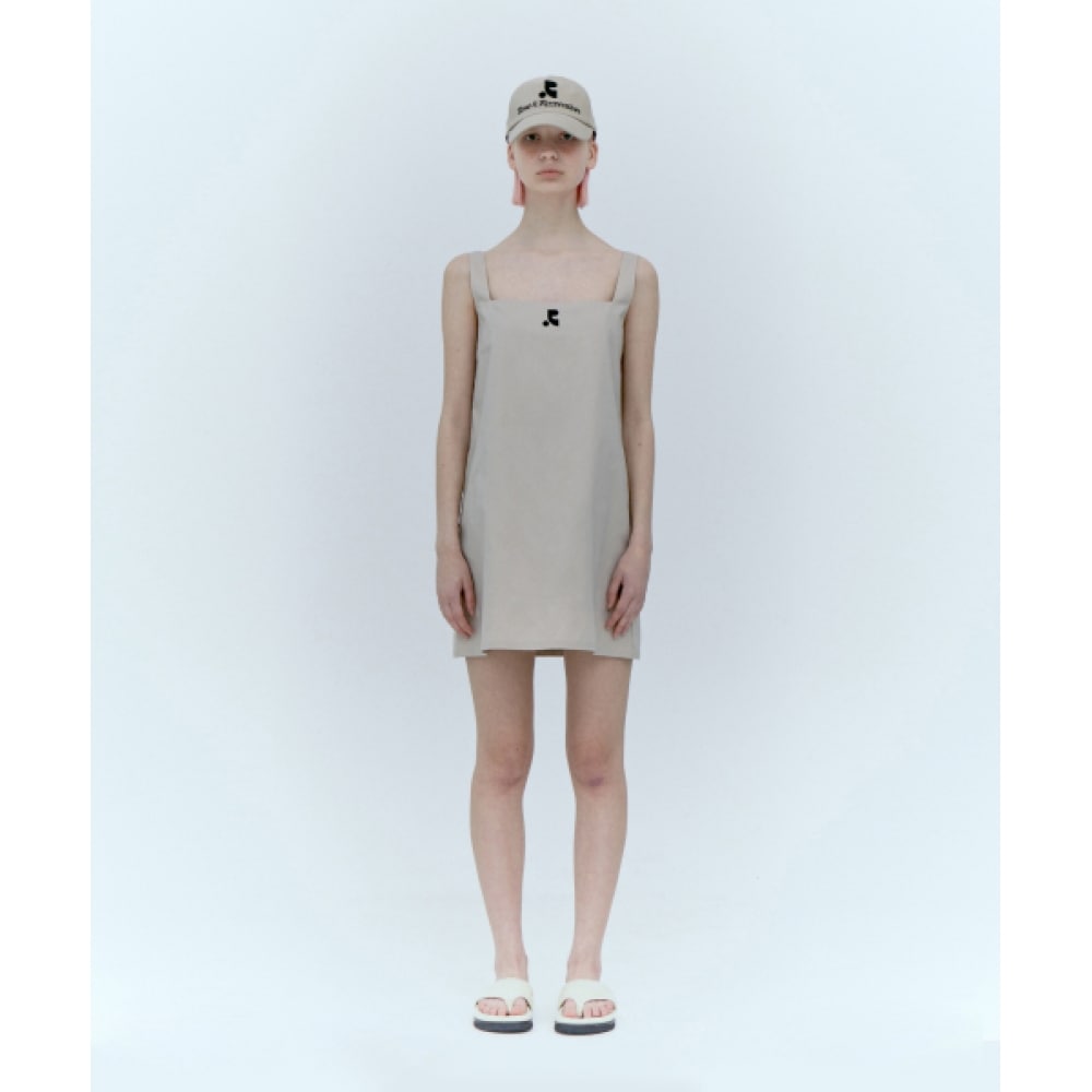 レスト&レクリエーションスクエアネックミニドレス_ベージュ