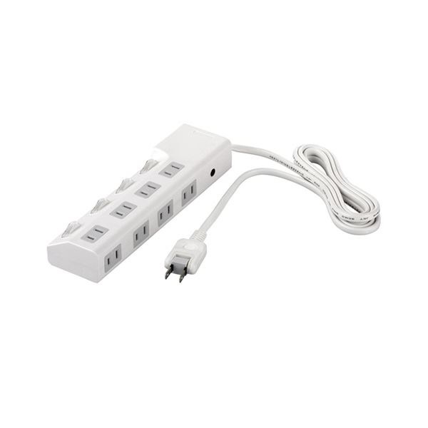 （まとめ） バッファロー 2ピン式電源タップ8個口タイプ 雷サージ防止/個別スイッチ4個付 ホワイト 3m BSTAPSD2830WH 1個 5セット