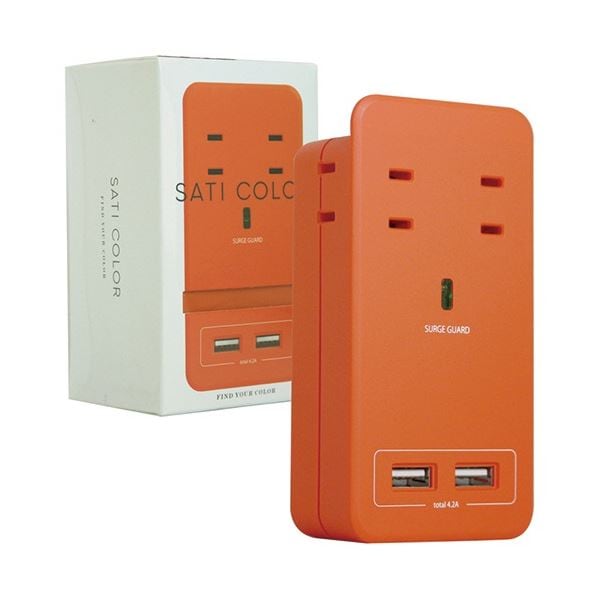 SATI COLOR電源タップ AC4個口+USB2ポート オレンジ CT221OR 1個
