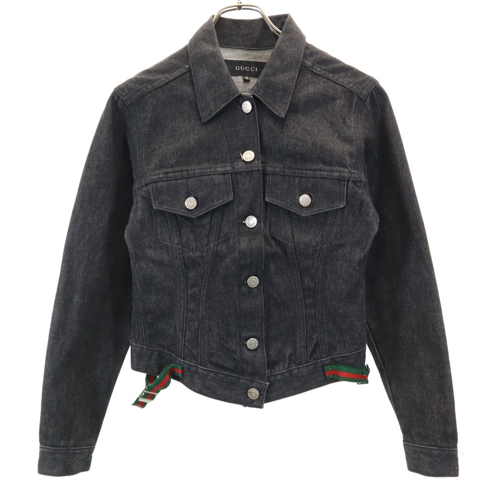 イタリア製 デニムジャケット 40 ブラック ジージャン トラッカー レディース