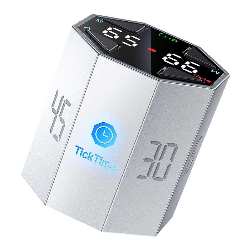 LLANO　llano TickTime MAX ポモドーロタイマー 生産性アップ・集中力向上 手のひらサイズ 3/5/10/15/25/30/45/60分 シルバー　TK2C-S1