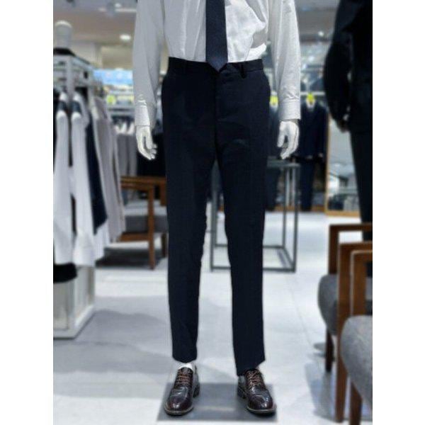 ダークネイビー 基本フィット メンズ ビジネスカジュアル スパン 正装パンツ