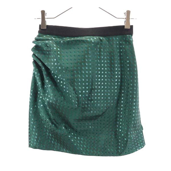 USA製 ドット ミニ丈 デザイン スカート グリーン系 レディース