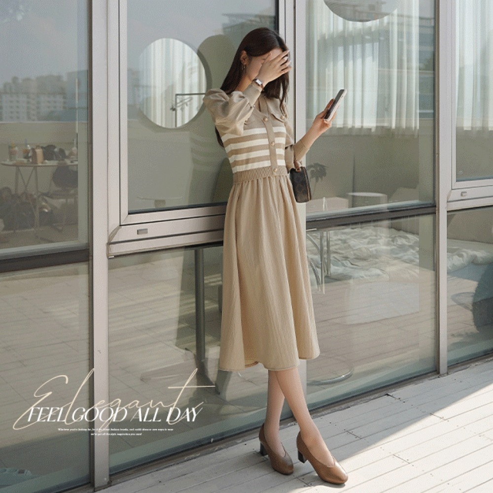 クリック＆ファニーフォーメンスストライプカラードレス