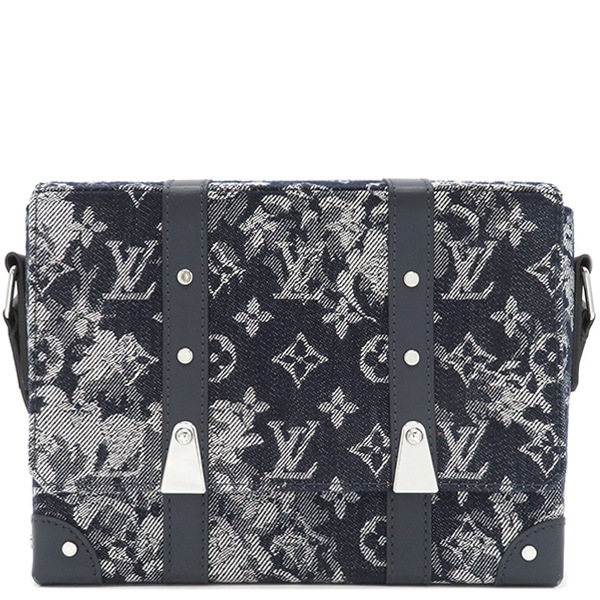 ルイヴィトン LOUIS VUITTON ショルダーバッグ トランク メッセンジャー PM モノグラムタペストリーキャンバス ネイビー シルバー金具 デニム 紺 斜め掛け M57282 AR4260【
