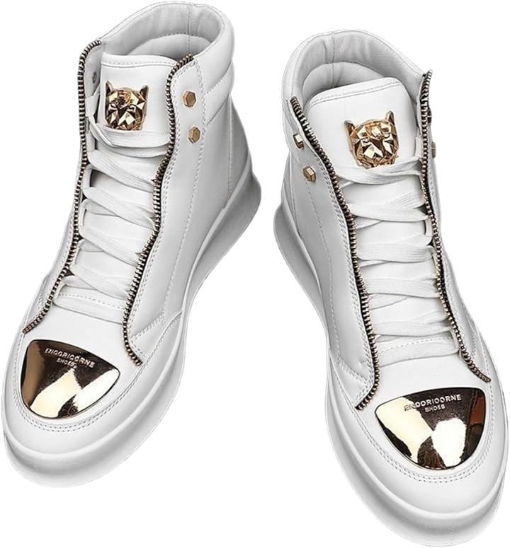 シークレット シューズ メンズ 5cm身長UP スニーカー インヒール ハイカット 厚底スニーカー( ホワイト, 25.5 cm)