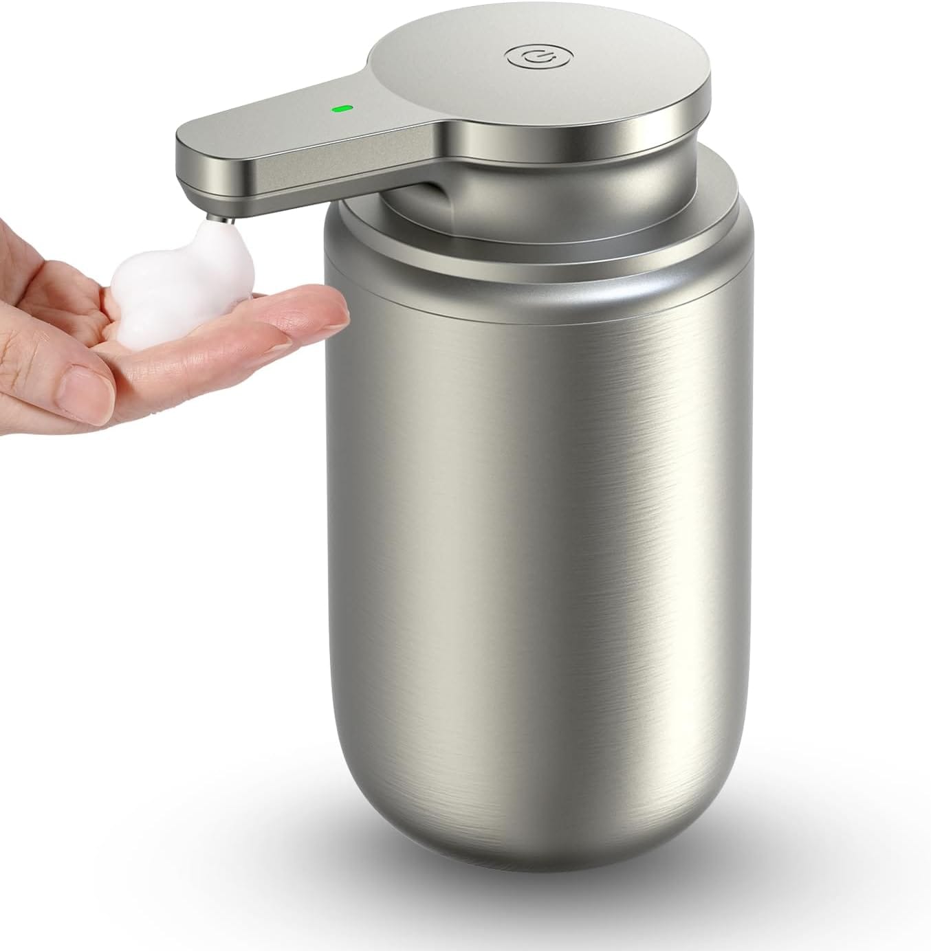 自動泡ソープディスペンサーステンレススチール充電式ハンドソープディスペンサー食器用洗剤ハンドソープカウンタートップバスルームキッチンシルバー