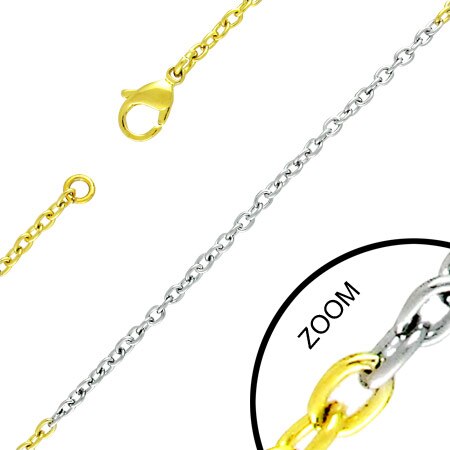 2.5mmゴールドハーフあずき ネックレス サージカルステンレス316L 首飾り アクセサリー プレゼント 男性 女性 シンプル 短い 長い ロング ショート 単品 金色 stc00com007xx